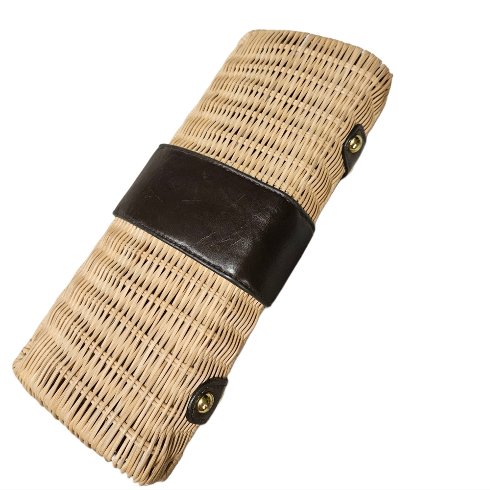 Vintage Collection Woven Wicker Cylinder Clutch | Paisley Lining - Picture 3 of 7